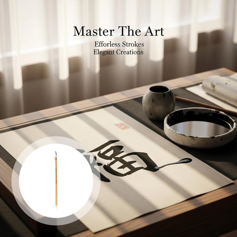3 Pcs Chinese Calligraphy Brush Set, Wood Shaft, White Cloud Goat Hair Brush, Calligraphy, Painting, Arts and Crafts, Multi Size - Image 4