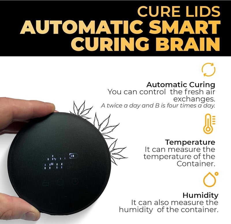 Cure Lids وحدة التحكم الذكية - تبادل الهواء النقي تلقائيًا للحصاد ومتوافقة مع أغطية غاما، صناديق ذات قمة صفراء، حاويات معدنية، علاج ذكي، زراعة مائية، حماية الأعشاب. - Image 2
