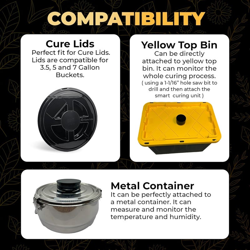 Cure Lids وحدة التحكم الذكية - تبادل الهواء النقي تلقائيًا للحصاد ومتوافقة مع أغطية غاما، صناديق ذات قمة صفراء، حاويات معدنية، علاج ذكي، زراعة مائية، حماية الأعشاب. - Image 3