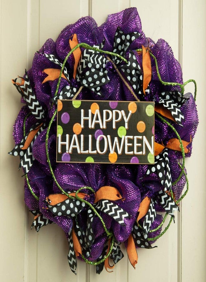 GiftWrap Etc. Happy Halloween Wooden Welcome Sign - 12.5" x 6", Black, White, Orange, Purple, Lime, Fall Decor, Front Door, Home, Greeting, School, Classroom, Party Decor, Fundraiser, Autumn, Trick or Treat - Image 2