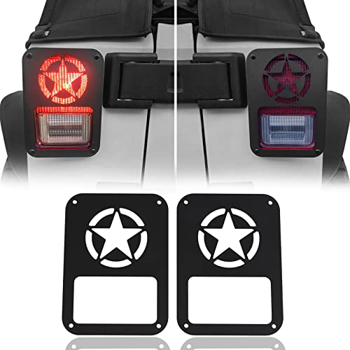 Hooke Road JK Wrangler Tail Light Guard, Five Star Taillight Cover for 2007-2018 Wrangler JK & Wrangler Unlimited - Pair - Image 1