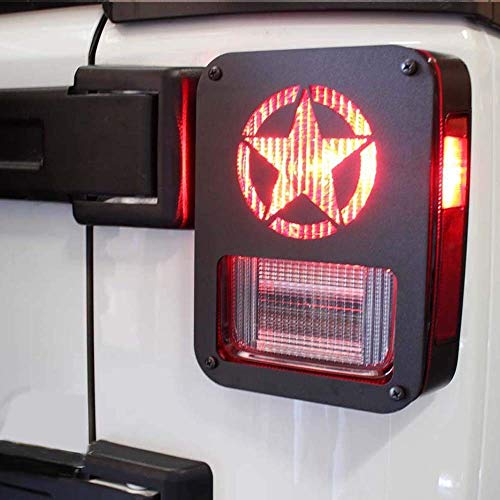 Hooke Road JK Wrangler Tail Light Guard, Five Star Taillight Cover for 2007-2018 Wrangler JK & Wrangler Unlimited - Pair - Image 2