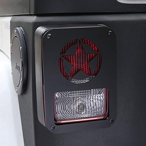 Hooke Road JK Wrangler Tail Light Guard, Five Star Taillight Cover for 2007-2018 Wrangler JK & Wrangler Unlimited - Pair - Image 3