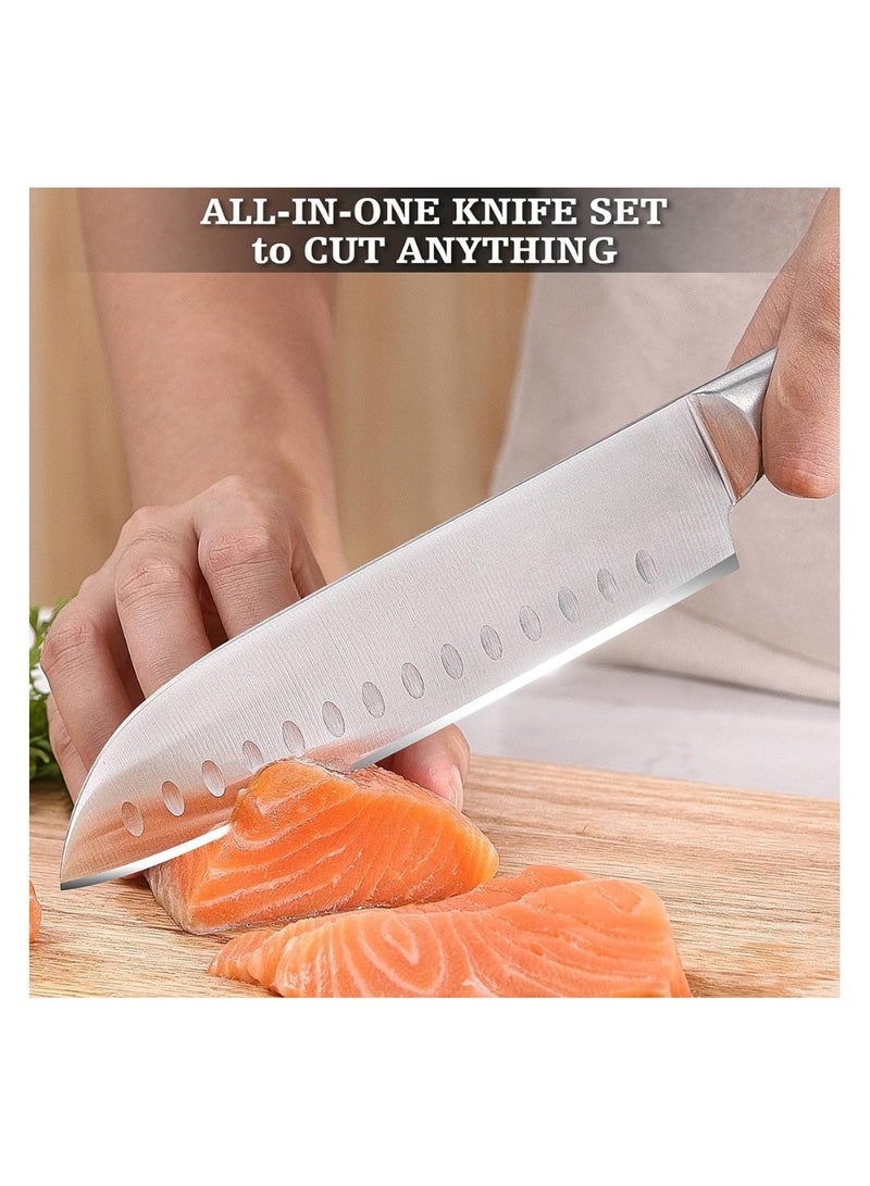 Santoku Knife Stainless Steel with Metal Handle-33cm - Image 3