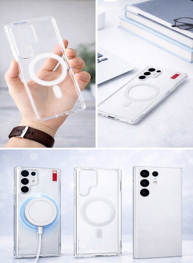 في آر كرييتيف غطاء مغناطيسي شفاف فاخر لهاتف سامسونج جالاكسي S24 ألترا (6.8 بوصة) – متوافق مع MagSafe، غطاء واقٍ نحيف ومضاد للاصفرار - Image 3