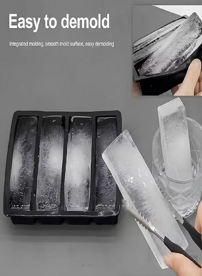 ZUCLLSPA Ice Cubes Tray for Freezer | [ Pack of 2 ] Flexible Silicone Ice Cube Mould | 4 Big Long Ice Maker Tray for Cool Drinks, Jellies, Juices, Lemon Slices, Limes | Ice Maker for Freezer - Image 4