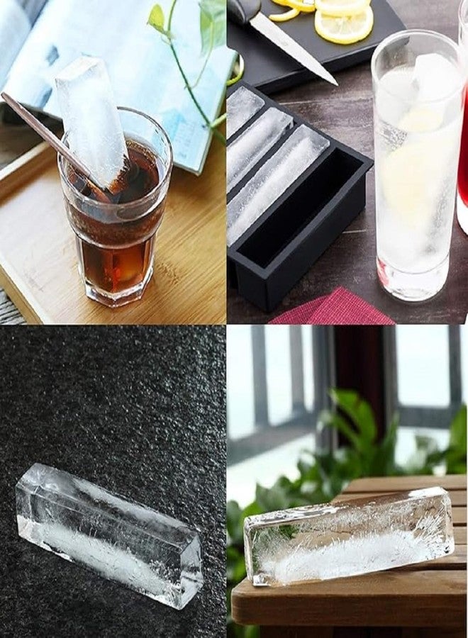 ZUCLLSPA Ice Cubes Tray for Freezer | [ Pack of 2 ] Flexible Silicone Ice Cube Mould | 4 Big Long Ice Maker Tray for Cool Drinks, Jellies, Juices, Lemon Slices, Limes | Ice Maker for Freezer - Image 5