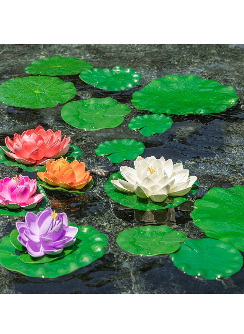 SYOSI - Realistic Artificial Lily Pads for Ponds, 20 Pcs Floating Lotus Leaves, Water Lily Foliage Decor, Ideal for Koi Fish Pool, Patio, Aquarium - Image 1