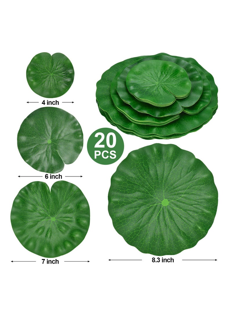 SYOSI - Realistic Artificial Lily Pads for Ponds, 20 Pcs Floating Lotus Leaves, Water Lily Foliage Decor, Ideal for Koi Fish Pool, Patio, Aquarium - Image 1