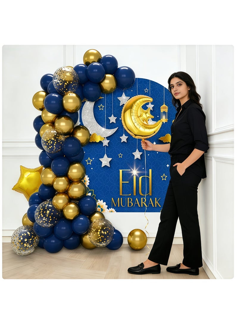 عالم البالونات بالونات عيد مبارك من رقائق الألومنيوم على شكل قمر ونجمة وهيليوم ورمضان كريم لتزيين المنزل ومستلزمات الحفلات الإسلامية - Image 3