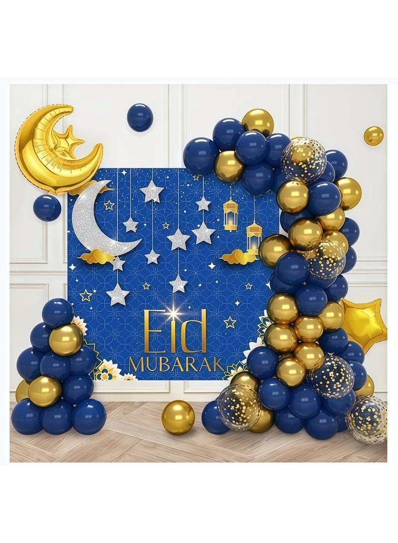 عالم البالونات بالونات عيد مبارك من رقائق الألومنيوم على شكل قمر ونجمة وهيليوم ورمضان كريم لتزيين المنزل ومستلزمات الحفلات الإسلامية - Image 1