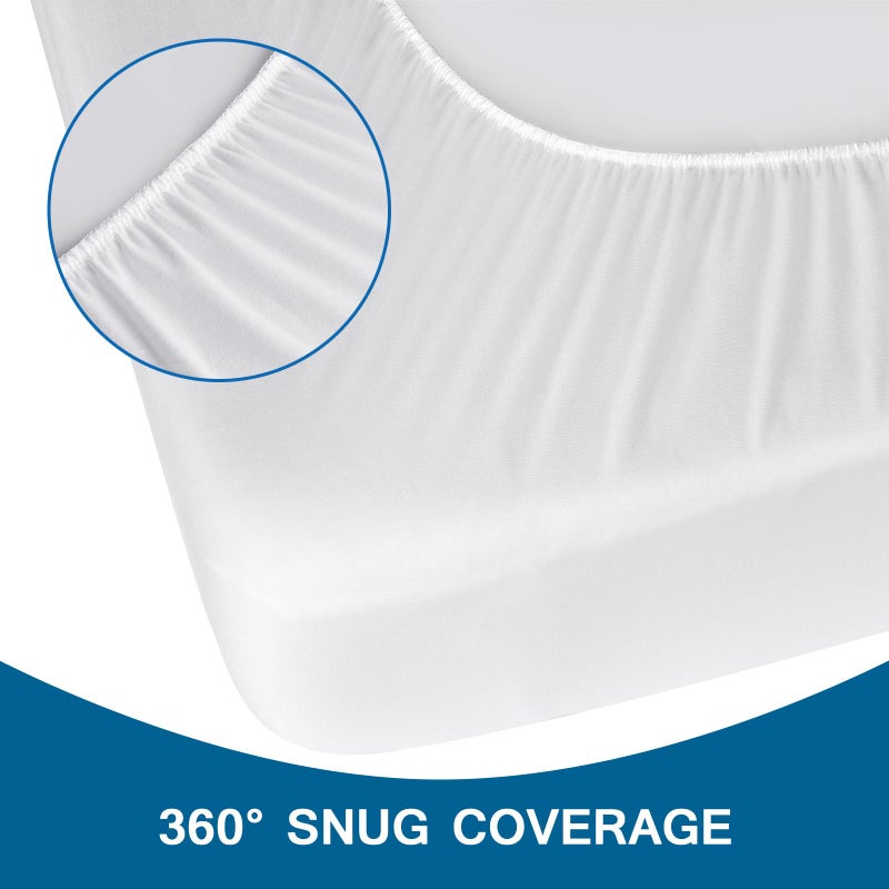 Coldwind Twin Fitted Sheet 2 Pack  Twin Bedding Fitted Sheets Only with Deep Pocket up to 12""  Shrinkage & Stain Resistant Fitted Bed Sheets  Wrinkle Free & Easy Care  Bottom Sheet  White - Image 4