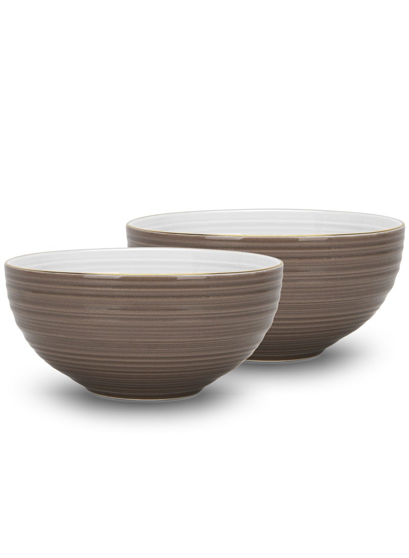 Fissman 2-Piece Soup Bowl 620mL, Ceramic Bowls 14.5cm Firmina Series, Elegant Golden Rim Bowls, New Bone China Smooth Glossy-Finish Bowl for Soup, Salad, Pasta, Rice (Brown) - Image 4