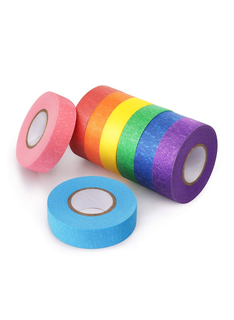 SYOSI Colored Masking Tape Craft Rainbow Colors Painting Painters Labeling Paper for Arts Crafts Bullet Journals Party Decorations DIY 8 Roll 12m*1.5cm - Image 1