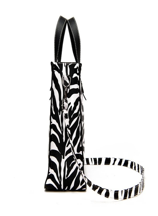 Chikencall Women 2Pcs Handbag and Purses Zebra Print Tote PU Leather Shoulder Satchel Work Shopper Crossbody bag - Image 4