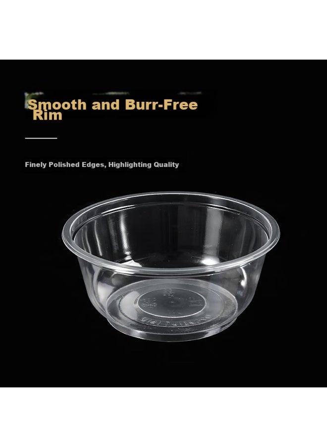 Temeiju Disposable Round Transparent Vacuum-sealed Food Containers, Thick Takeout Boxes, Soup Bowls Without Lids, 300 Pieces, 500 Model - Image 1