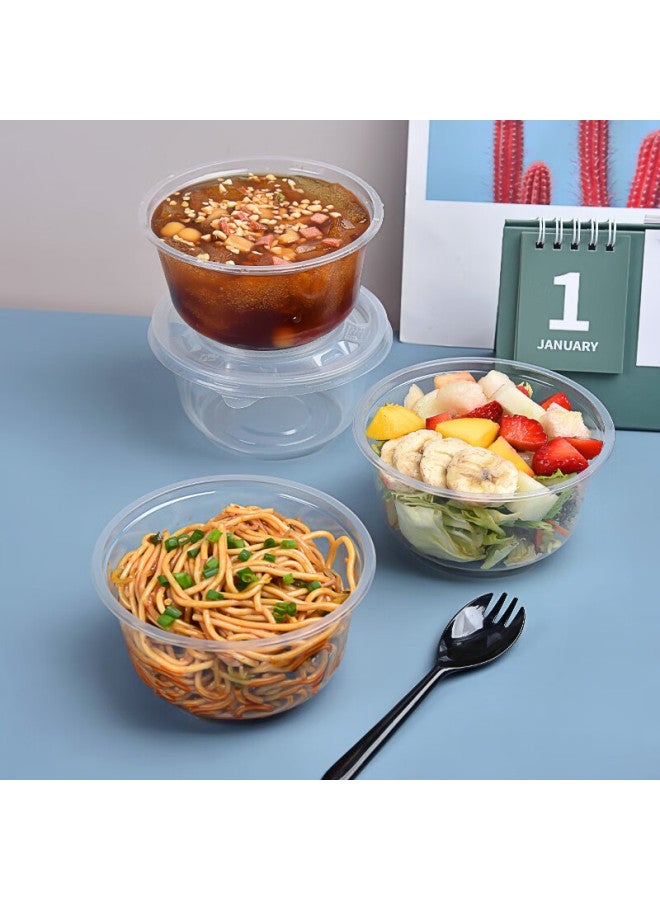 Temeiju Disposable Round Transparent Vacuum-sealed Food Containers, Thick Takeout Boxes, Soup Bowls Without Lids, 300 Pieces, 500 Model - Image 2