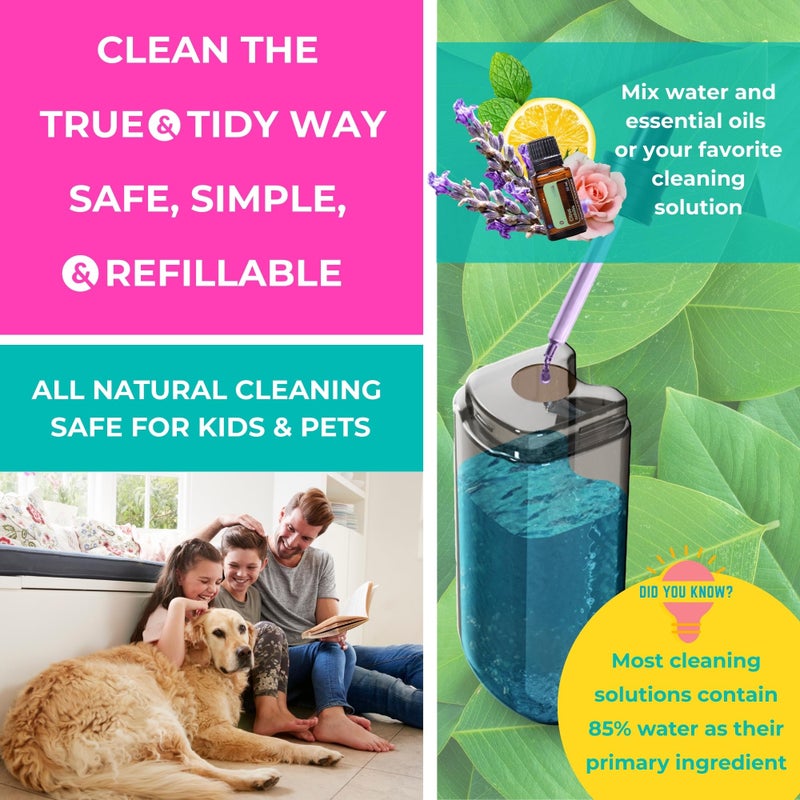 True & TidyÂ® SPRAY-250 ممسحة متعددة الأسطح برذاذ مع زجاجة ماء قابلة لإعادة التعبئة سعة 490 مل لتنظيف الأرضيات، تعمل على الخشب، البلاط، الرخام، إلخ، استخدم أي محلول تنظيف، وسادات ممسحة ميكروفايبر قابلة للغسل في الغسالة - Image 5