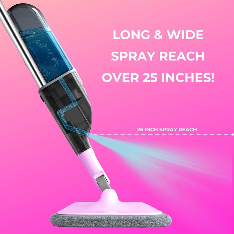 True & TidyÂ® SPRAY-250 ممسحة متعددة الأسطح برذاذ مع زجاجة ماء قابلة لإعادة التعبئة سعة 490 مل لتنظيف الأرضيات، تعمل على الخشب، البلاط، الرخام، إلخ، استخدم أي محلول تنظيف، وسادات ممسحة ميكروفايبر قابلة للغسل في الغسالة - Image 2