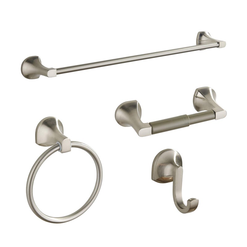 BGL Bathroom Accessory Set Brushed Nickel Adjustable Expandable Towel Bar 4Piece Bathroom Hardware Set Wall Mounted Robe Hook Toilet Paper Holder Towel Ring Towel Bar