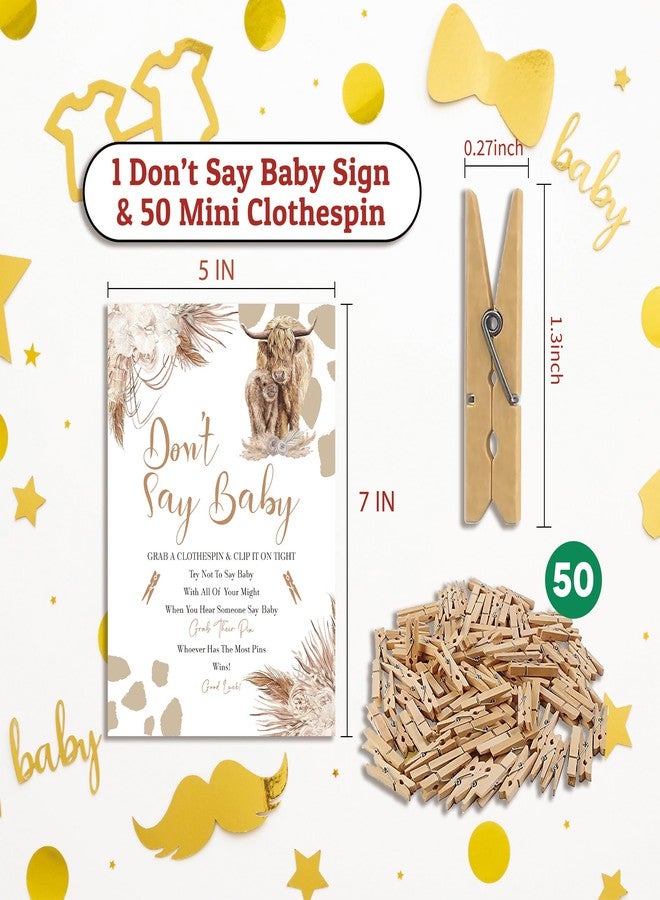 Xenseou Don't Say Baby Game for Baby Shower, 50 Wooden Clothespins and one Sign, Boho Cow Theme, Pins for Baby Shower Decorations, Boy Baby Shower, Baby Shower Supplies-BB29 - Image 4