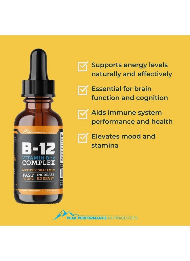 Peak Performance Nutraceutics - Vitamin B12 Sublingual Drops. Methylcobalamin Liquid Dietary Supplement For Consistent And Increased Energy. B12 Vitamins Are Some Of The Best Vitamin Supplements For Delivering B12 1000 Mcg And Up - Image 1