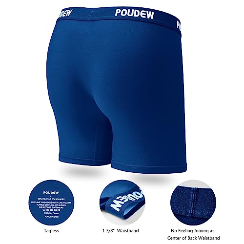 POUDEW Men's Breathable Viscose Moisture Wicking No Roll Waistband Tagless Underwear Boxer Briefs, Pack of 5 (Large, Black/Grey/Red/Blue/White) - Image 5