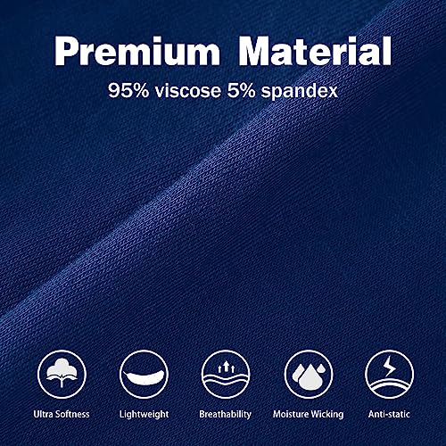 POUDEW Men's Breathable Viscose Moisture Wicking No Roll Waistband Tagless Underwear Boxer Briefs, Pack of 5 (Large, Black/Grey/Red/Blue/White) - Image 3