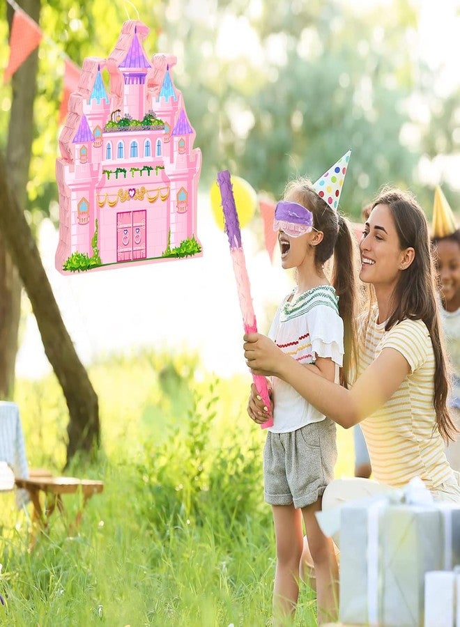 Ipalmay Princess Castle Pinata - Cute Pink Catsle Pinata with Blindfold and Bat for Girls Birthday, Baby Shower, Cinco De Mayo Mexican Fiesta Events, Girls Children’s Day Princess Themed Party Favors - Image 5