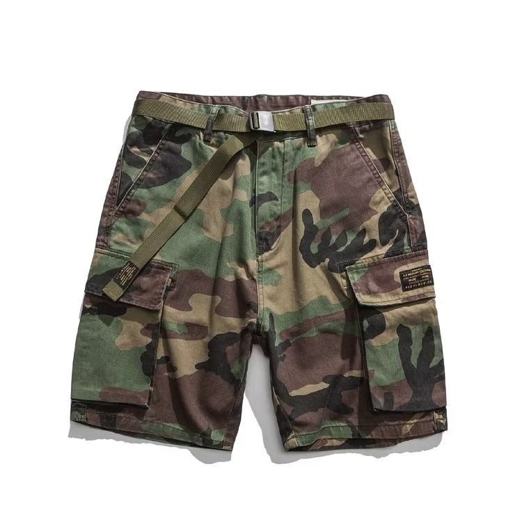 Mens Camo Cargo Shorts Plus Size Outdoor 111 deep color 5 (belt)