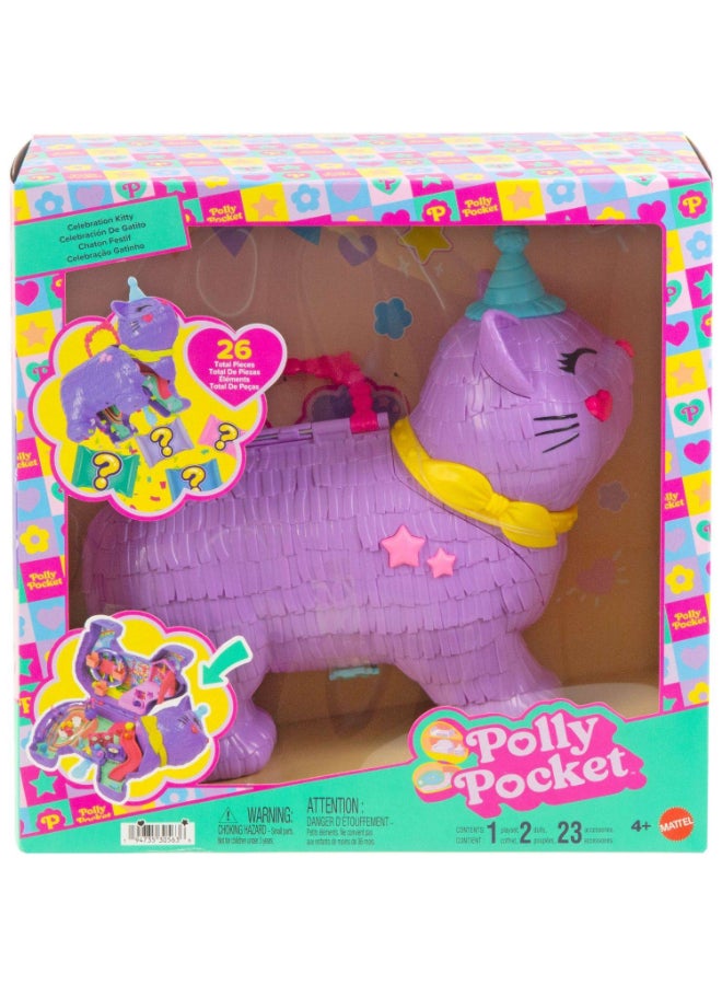 Polly Pocket مجموعة ألعاب بولي بوكيت للاحتفال بكيتي بيناتا (26 قطعة) - Image 1