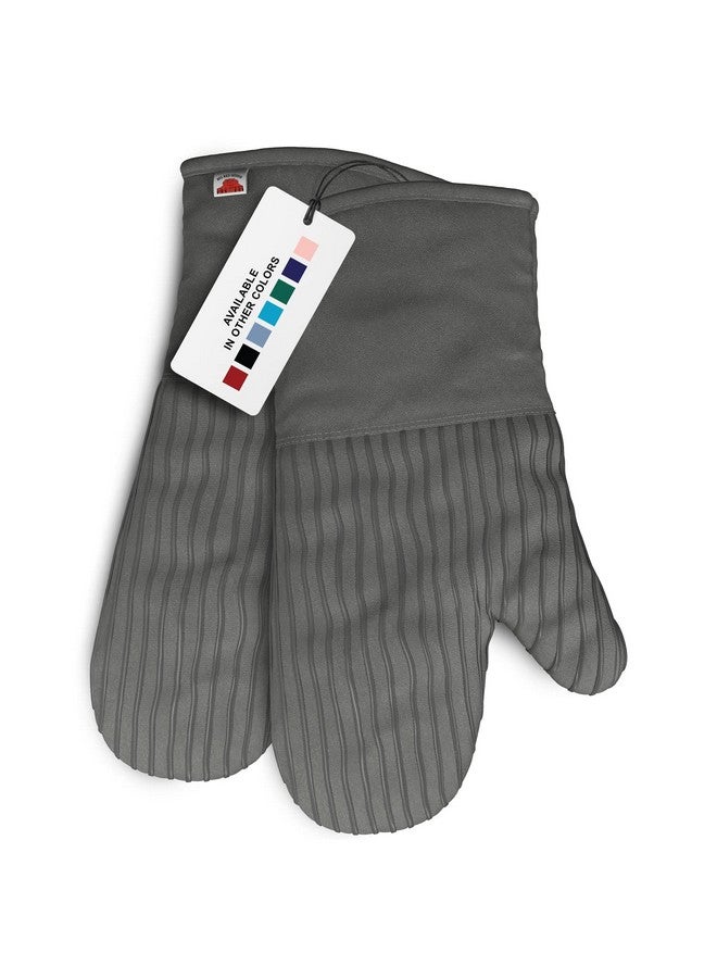 Big Red House Big Red House - Silicone Oven Mitts - Grey Set of 2-12.5" - Heat Resistant Kitchen Gloves - Professional Grade Protection Hot Cooking Baking  - Image 1