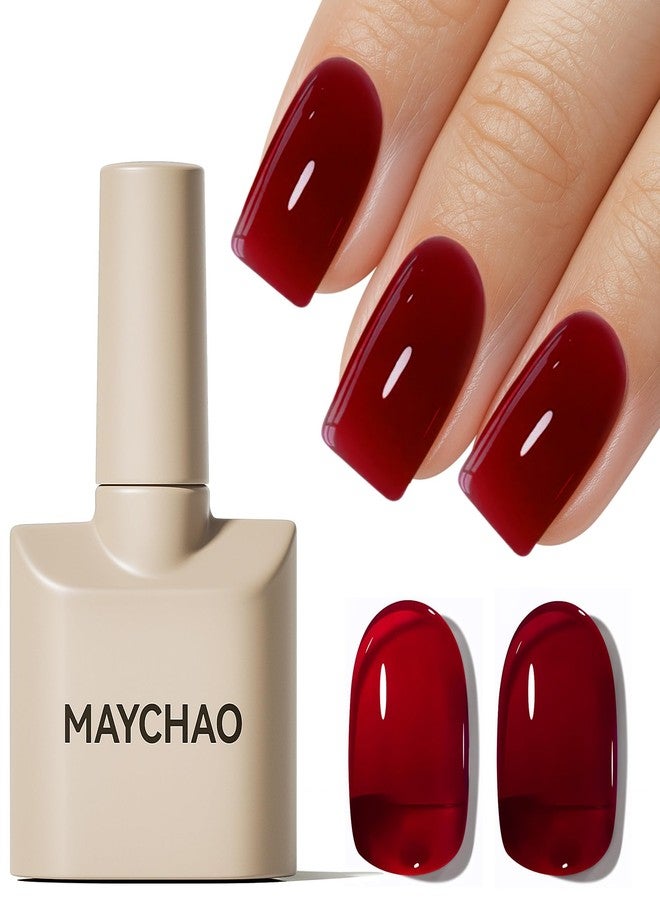 MAYCHAO مناكير جل بورغندي 15 مل من MAYCHAO 1 قطعة من مناكير الجل الأحمر النبيذي، مناكير جل قابل للإزالة بالأشعة فوق البنفسجية LED، فن الأظافر للمبتدئين، صالون تجميل منزلي، 0.5 أونصة - Image 1