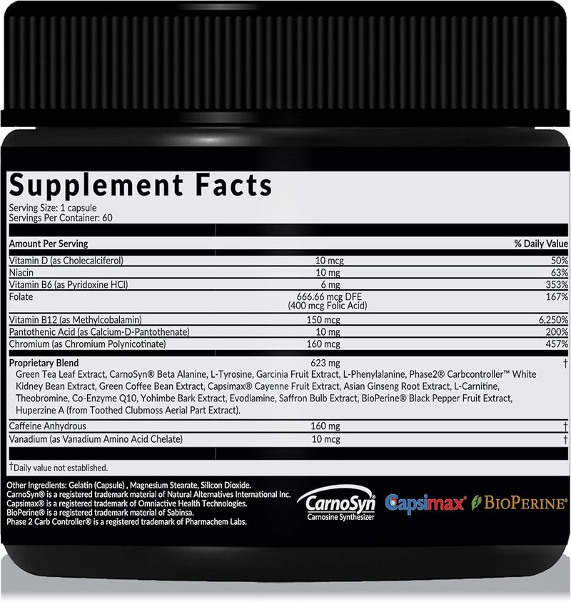 Saba Kombucha Saba ACE G2 Thermogenic Energy Burn Pre Workout Metabolism Focus Concentration with Capsimax CarnoSyn BioPerine Green Tea Leaf Extract for Men  Women 60 Capsules - Image 3
