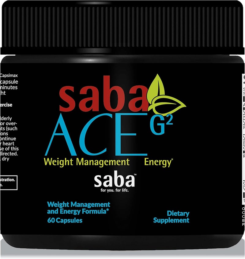 Saba Kombucha Saba ACE G2 Thermogenic Energy Burn Pre Workout Metabolism Focus Concentration with Capsimax CarnoSyn BioPerine Green Tea Leaf Extract for Men  Women 60 Capsules - Image 1