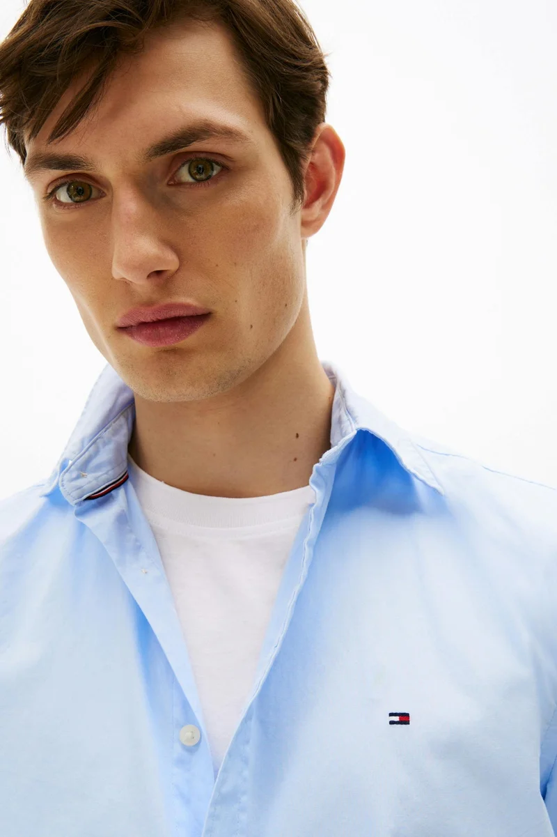 Tommy Hilfiger Sweet Blue TH Flex Regular Fit Poplin Shirt for Men | Best Price UAE