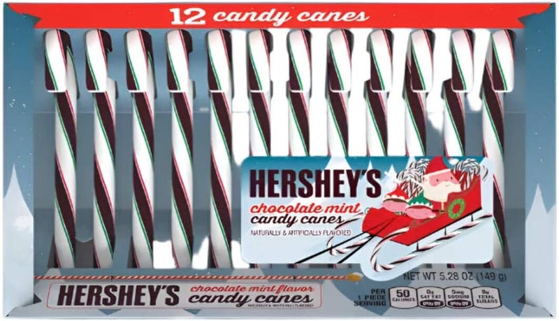 Hershey's Chocolate Mint Candy Canes - 12 Count