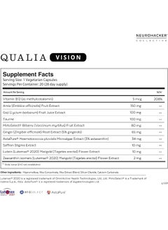 NEUROHACKER COLLECTIVE Qualia Vision Eye Vitamins Supplement Optimized Eyes Support Protect Bilberry 20 Count  - Image 5