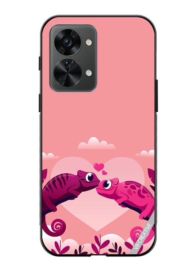 VR CREATIVE Protective Case Cover For OnePlus Nord 2T Love Chameleons Design Multicolour - Image 1