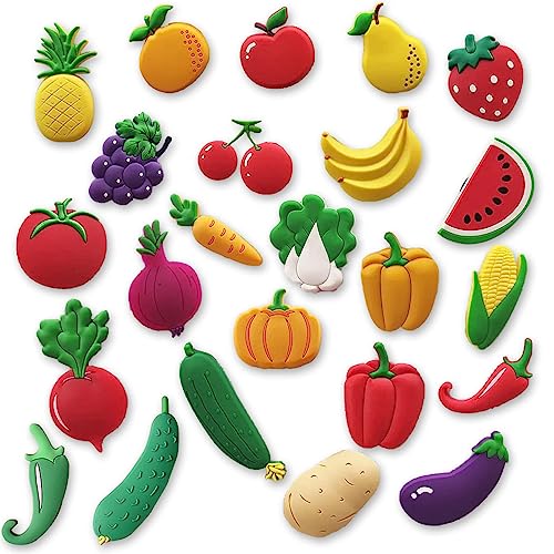 KUHPLOVE Fruit Fridge Magnets Vegetable Refrigerator Magnets Fruit Whiteboard Magnetic Stickers for Home Decoration 24 Pieces (Fruit and Vegetable) - Image 1