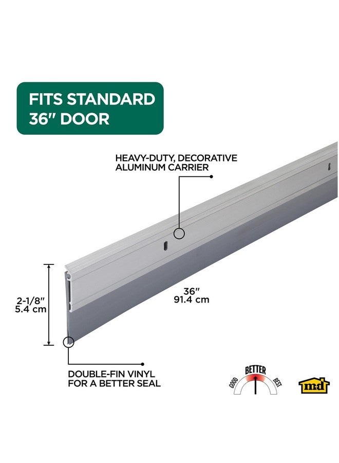 أم-دي بيلدينغ برودكتس MD Building Products 05389 مكنسة باب لجميع المواسم، مصنوعة من الألومنيوم والفينيل عالي التحمل، مثالية للاستخدام السكني والتجاري، سهلة التركيب، تضمن الراحة وتوفر الطاقة (36 بوصة، فضي) - Image 1