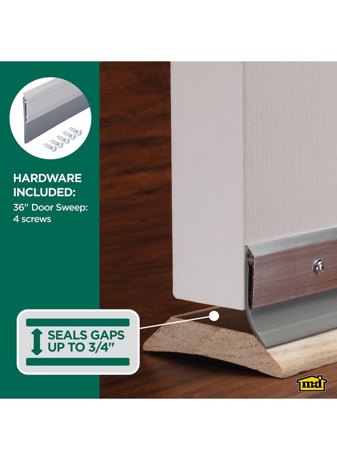 أم-دي بيلدينغ برودكتس MD Building Products 05389 مكنسة باب لجميع المواسم، مصنوعة من الألومنيوم والفينيل عالي التحمل، مثالية للاستخدام السكني والتجاري، سهلة التركيب، تضمن الراحة وتوفر الطاقة (36 بوصة، فضي) - Image 2