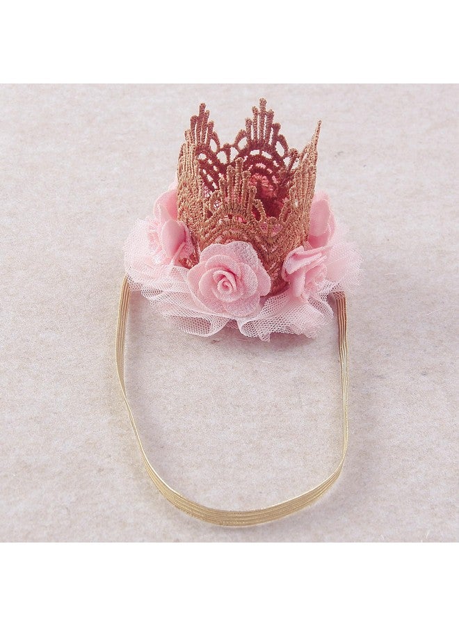 Nishine Nishine Lace Crown Headband for Baby Girls Birthday Party Photography Gift (Pink)  - Image 2
