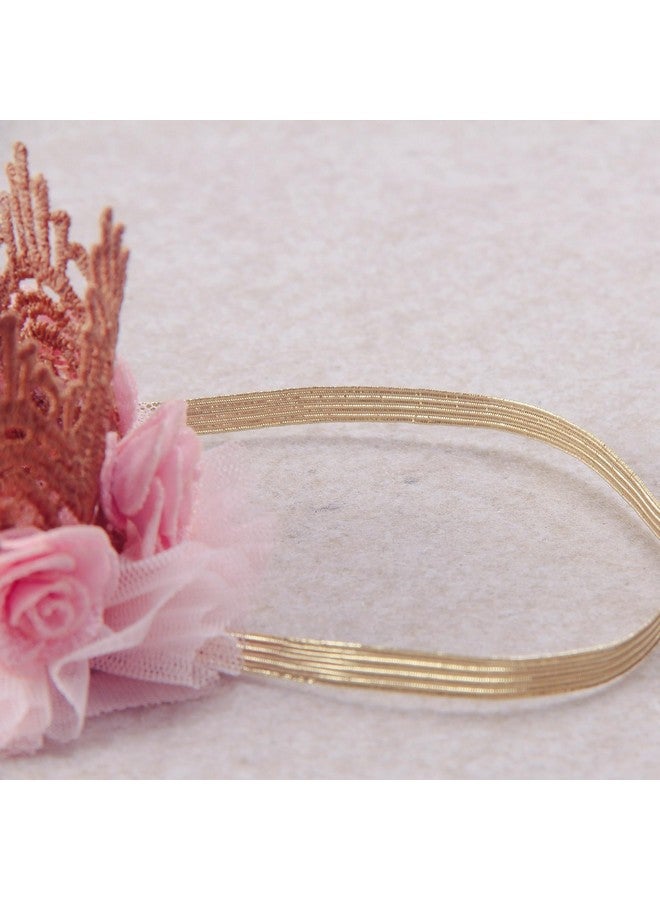 Nishine Nishine Lace Crown Headband for Baby Girls Birthday Party Photography Gift (Pink)  - Image 5