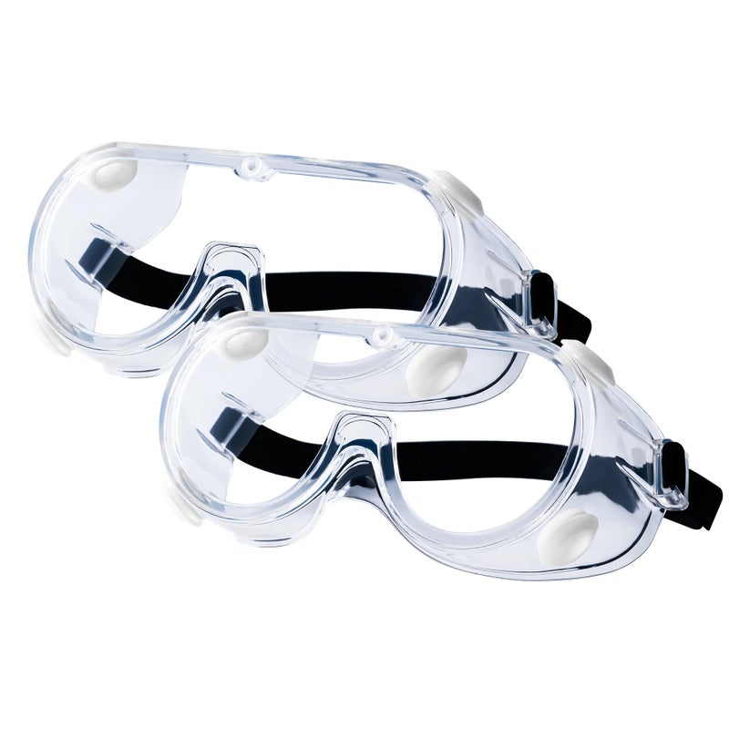 Honmein 2Pack Safety Goggles AntiFog Lab Goggles Over Glasses Safety Glasses for Chemistry Lab Mowing Woodworking Painting Construction Industrial Use
