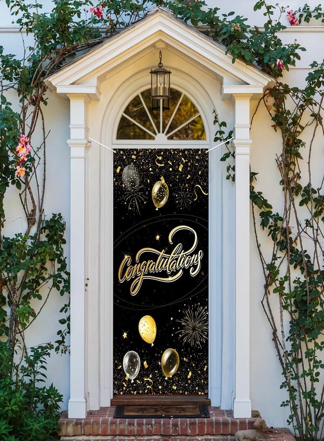 INNORU Congratulations Door Banner Decoration, Engagement Wedding Party Door Cover Decor, Anniversary Porch Sign, Birthday Retirement Party Photo Booth Backdrop Background Supplies - Image 5