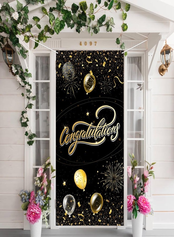 INNORU Congratulations Door Banner Decoration, Engagement Wedding Party Door Cover Decor, Anniversary Porch Sign, Birthday Retirement Party Photo Booth Backdrop Background Supplies - Image 1