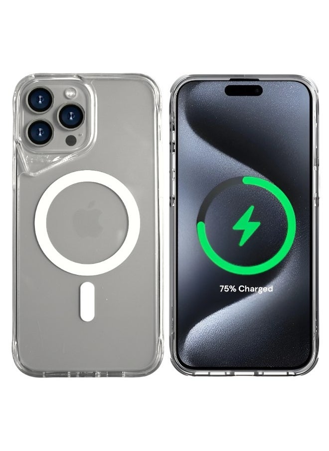 Gear4 - iPhone 15 Pro Max Shockproof Magnetic Protection Cover Supports Wireless Charging MageSafe, Clear - Image 1