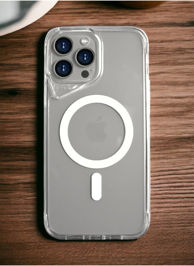 Gear4 - iPhone 15 Pro Max Shockproof Magnetic Protection Cover Supports Wireless Charging MageSafe, Clear - Image 1
