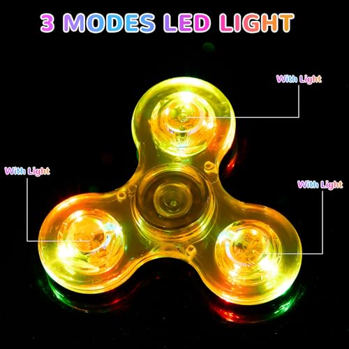 WELLVO 1Pcs LED Fidget Spinner for Kids Adults Light up Sensory Fidget Toys for Kids 48 812 Anxiety Stress Relief Classroom Prizes Glow in The Dark Hand Spinner Boys Girls Birthday Gifts - Image 5